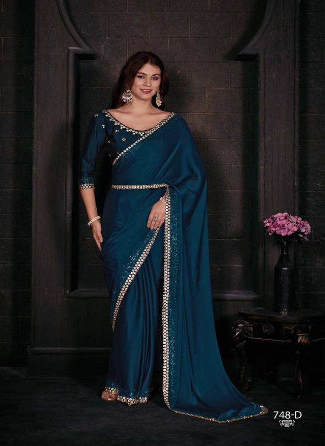 Mehek 748 A TO F Pure Satin Georgette Party Wear Saree Wholesale Price In Surat