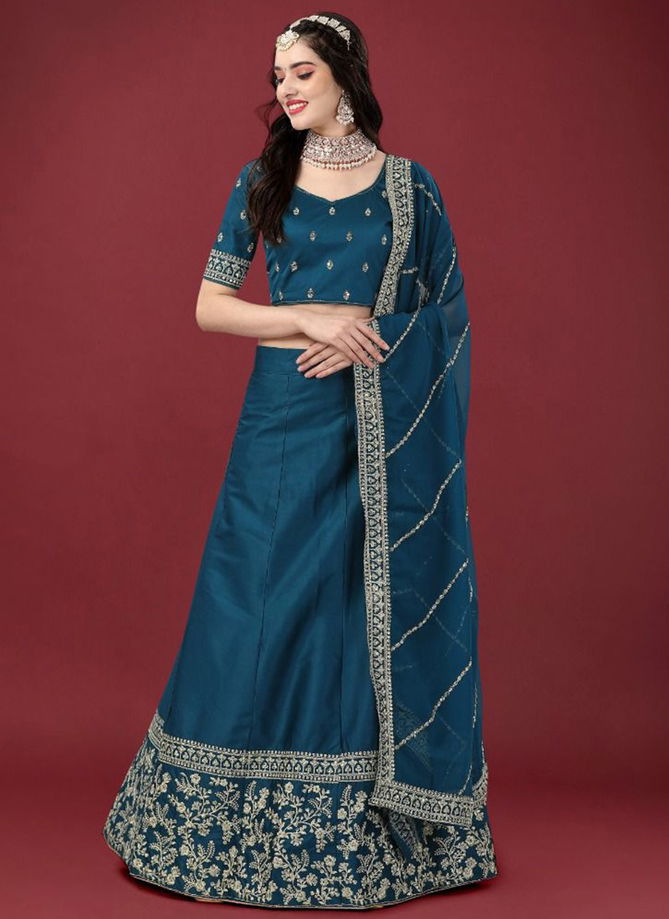 Teal Blue Colour Monalisaa Vol 6 Exclusive Wear Wholesale Designer Lehenga Choli Catalog 16002