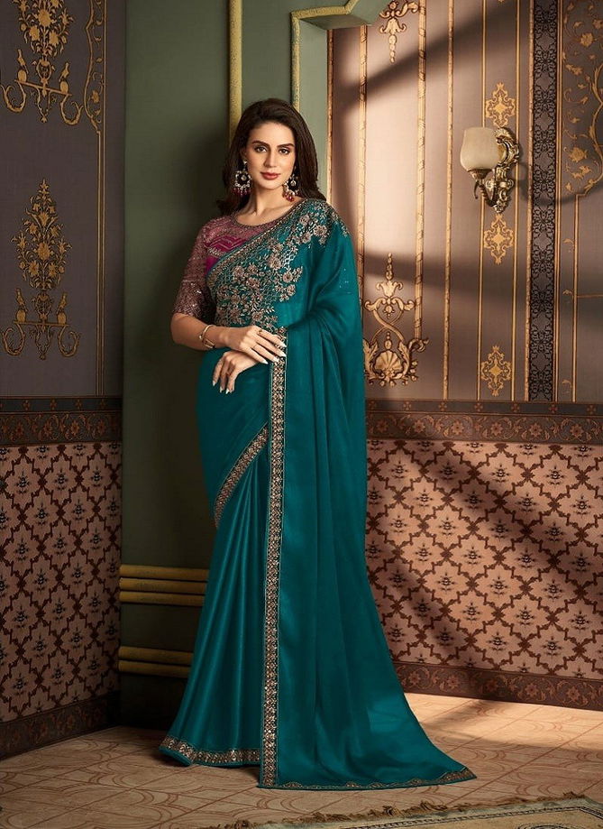 Sandalwood 1202 Colour By TFH Designer Silk Party Wear Saree Wholesale Online