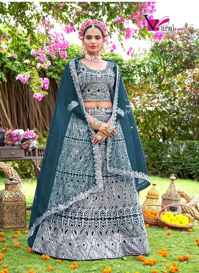 Teal Blue Colour Zeeya Sakshi By Varni Party Wear Lehenga Choli Catalog 19004