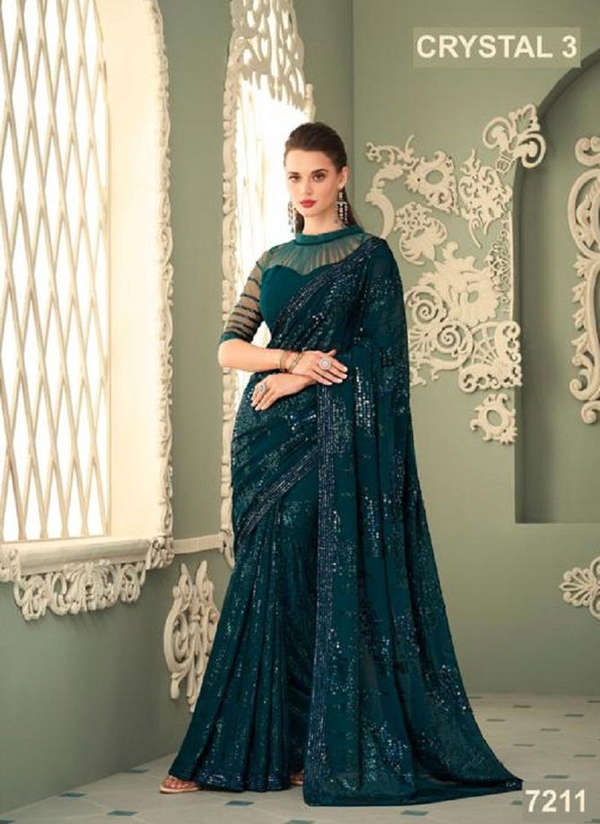 Teal Blue Crystal Vol 3 By TFH Designer Saree Catalog 7211