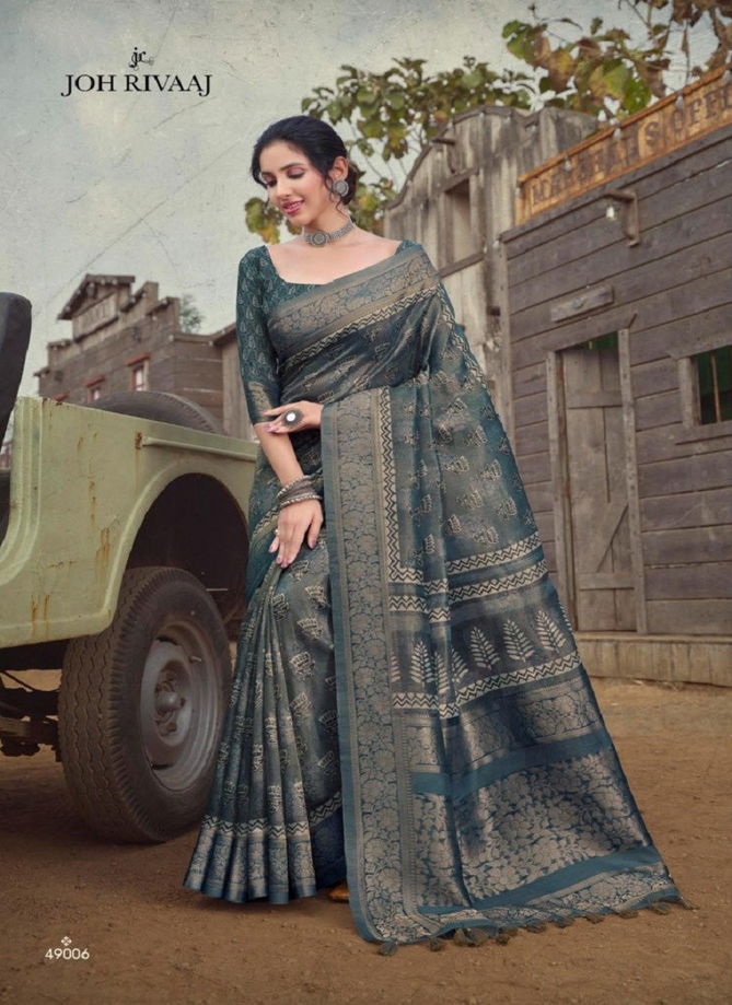 Teal Blue Jalakshi By Joh Rivaaj Printed Saree Catalog 49006