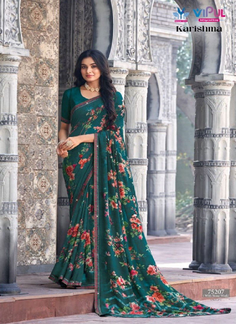 Karishma By Vipul Georgette Wear Sarees wholesale Online