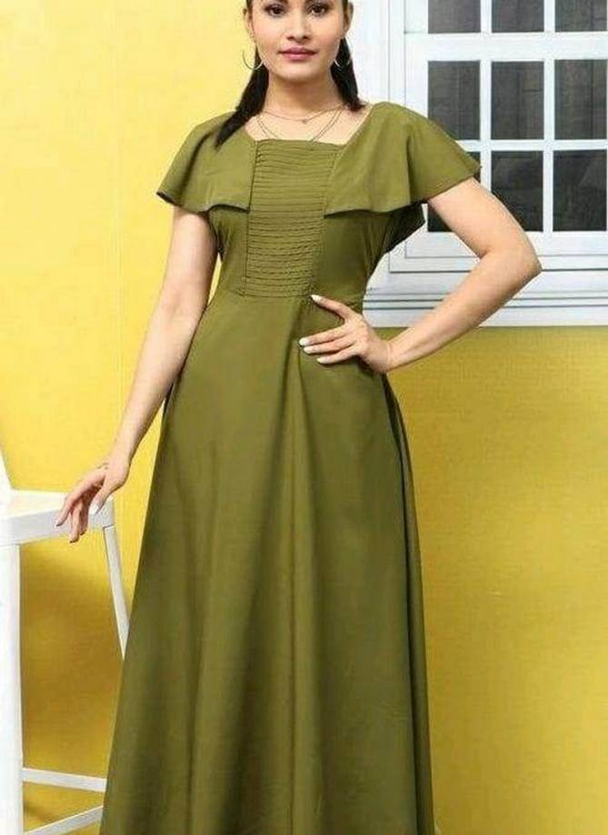 Green Designer and Party Wear Velentino Latest Heavy Crepe Embellished Work Long Kurtis Stylish Look Collections VD03