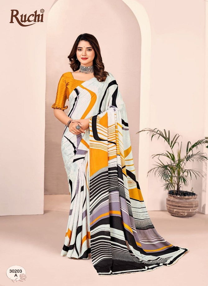 Vivanta Silk 28th Edition By Ruchi Printed Silk Crepe Saree Wholesalers in Delhi