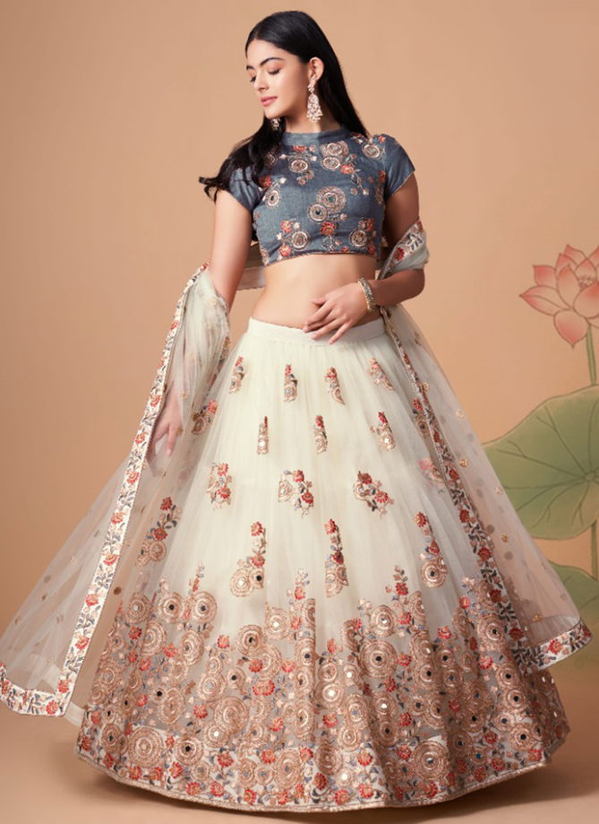 White Colour Neo Romantic Vol 3 Wholesale Party Wear Lehenga Choli Catalog 7322