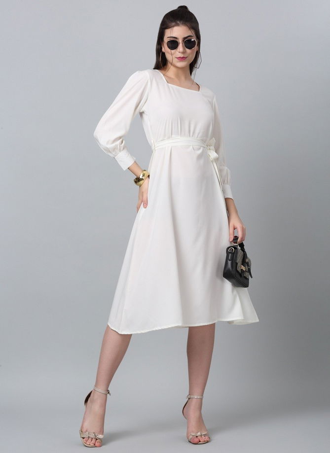 Raisin American Crepe Party Wear Western Midi Dress Catalog