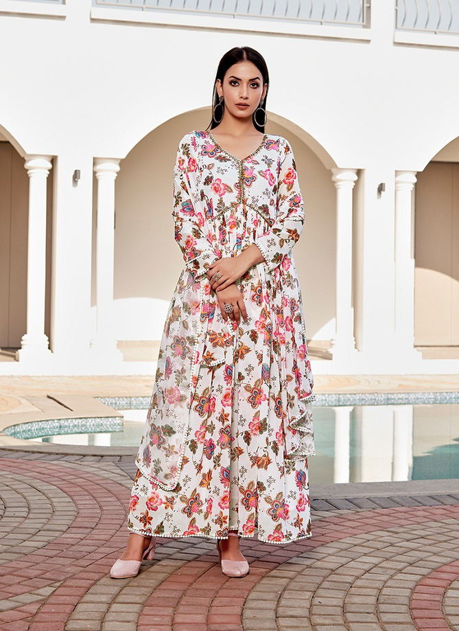 SS 161 Flower Printed Georgette Kurti With Dupatta Suppliers In India