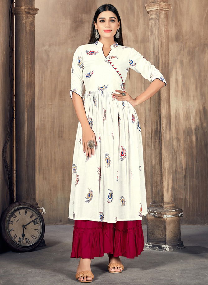 White Colour Seema Ethnic Wear Wholesale Kurti With Bottom 1455