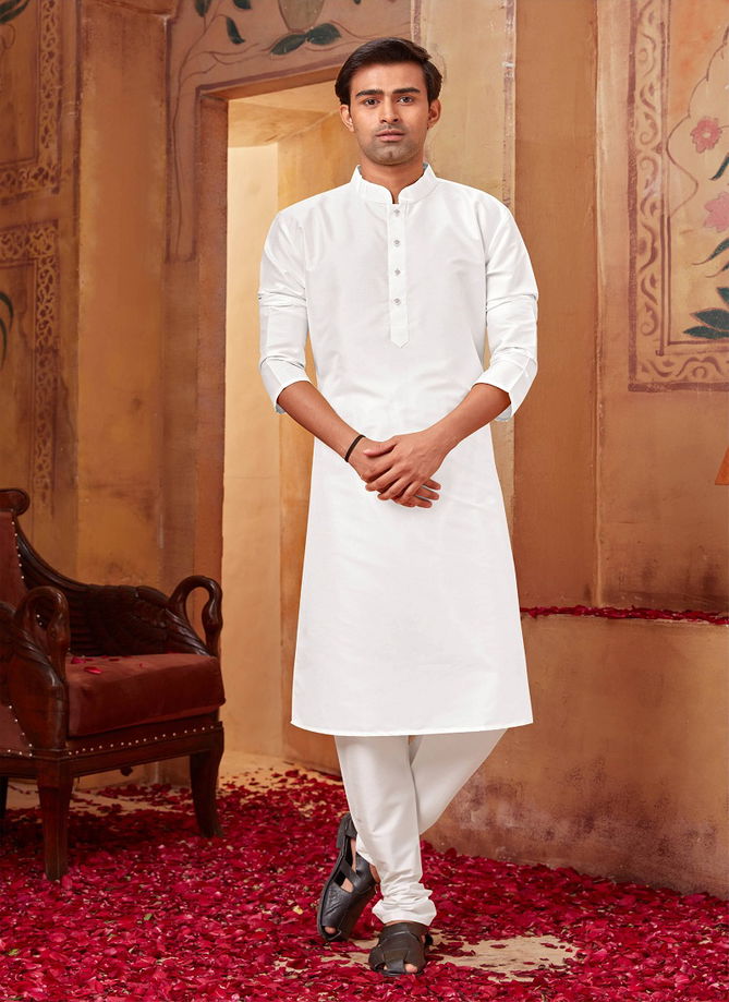 White Colour Silikana Exclusive Wear Wholesale Kurta Pajama 1540-1