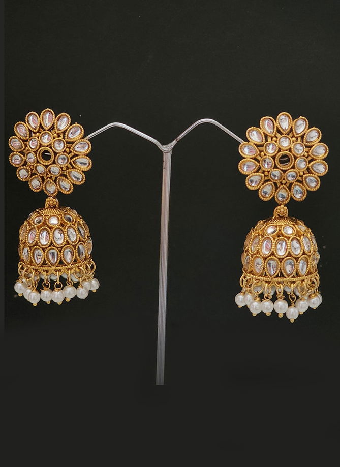 White Fancy Wear Designer 150 To 161 Earrings Catalog 174