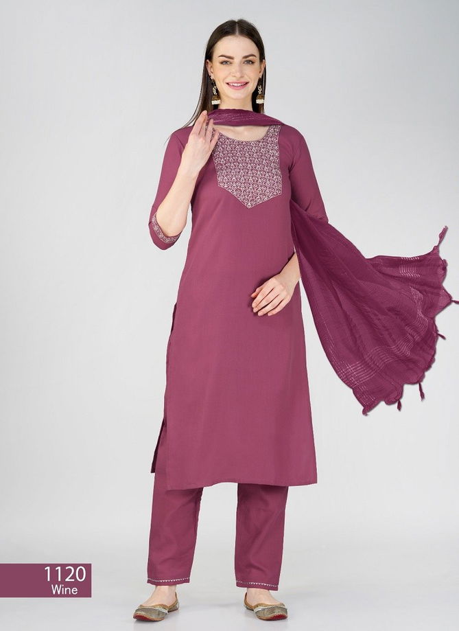 Aaradhna 1120 Cotton Blend Embroidery Kurti With Bottom Dupatta Wholesale Online
