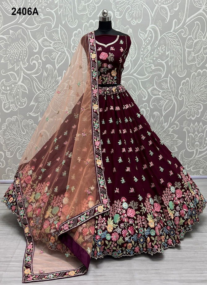 Wine Colour Anjani Art 2406 Colors Designer Lehenga Choli Catalog 2406 A