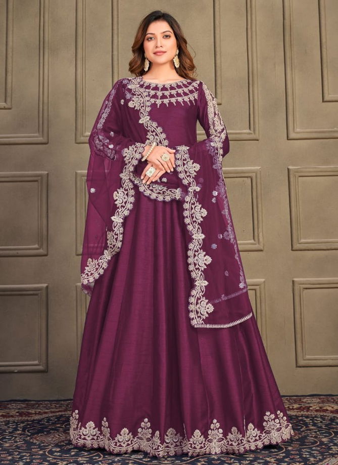 Wine Colour Anjubaa Vol 6 Weeding Wear Wholesale Anarkali Suits 10062