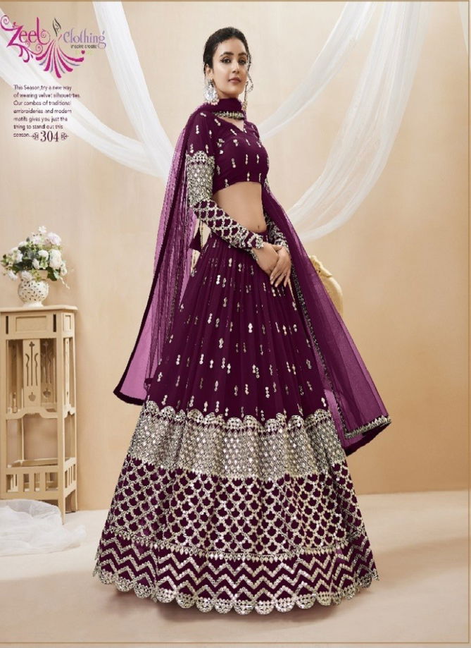 Wine Colour Expression Vol 1 By Zeel Party Wear Lehenga Choli Catalog 304