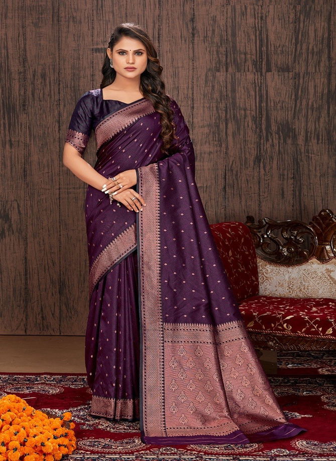 Wine Colour Maanyata By Monjolika Silk Saree Catalog 6301