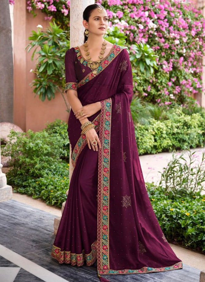 Wine Colour Mahima Exclusive Wear Wholesale Chiffon Sarees 1001