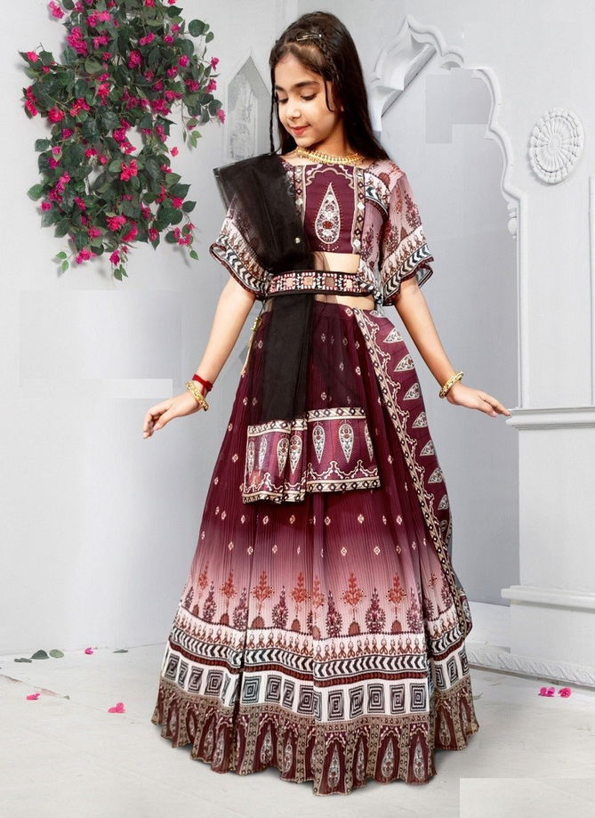 Wine Colour Raavi By Arya Kids Girls Wear Catalog 5