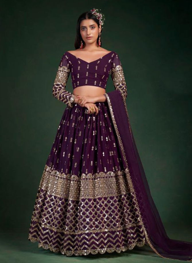 Wine Colour Royal Saga 5 Wholesale Party Wear Lehenga Choli Catalog 30002