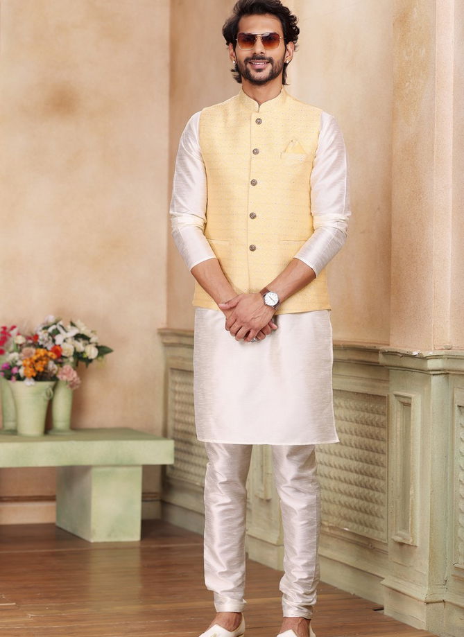 1576 Occasion Wear Mens Modi Jacket Kurta Pajama Catalog