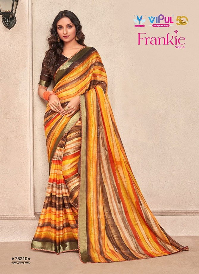 Frankie Vol 3 By Vipul Chiffon Printed Daily Wear Sarees Wholesale Clothing Suppliers in India 