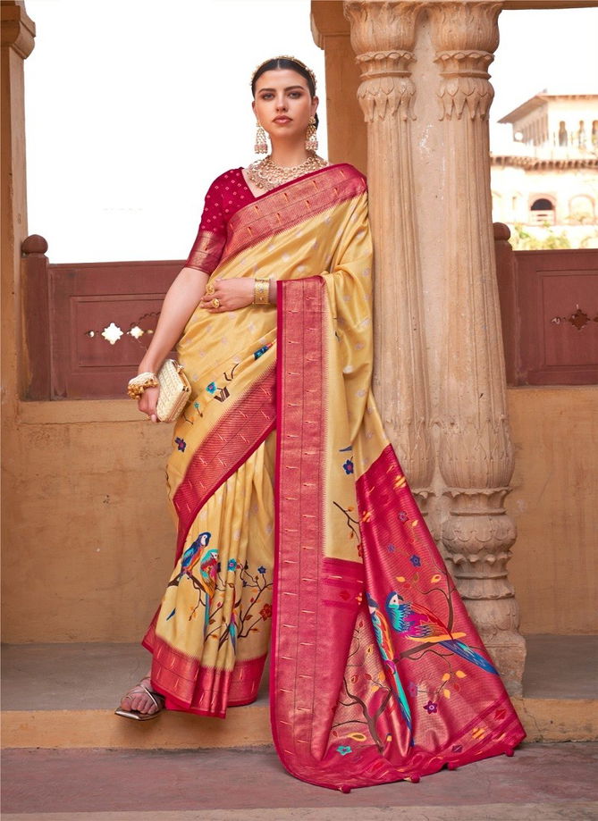 Yellow And Red Colour Sukanya By Rewaa Printed Saree Catalog 854