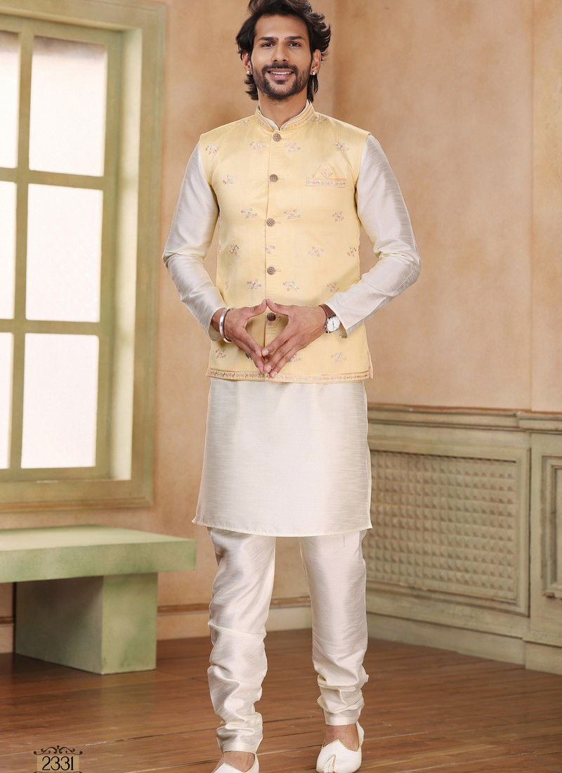 1576 Occasion Wear Mens Modi Jacket Kurta Pajama Catalog