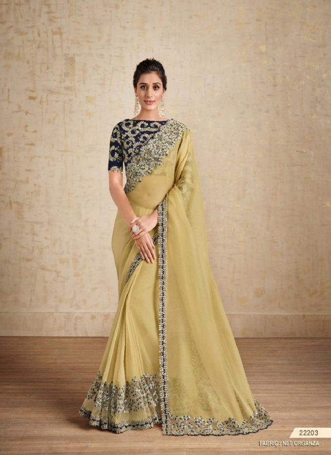 Yellow Colour Alyona By Mahotav Party Wear Saree Catalog 22203