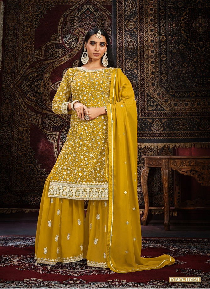 Anjubaa Vol 22 By Anjubaa Faux Georgette Wedding Wear Sharara Suit Dress Material Catalog