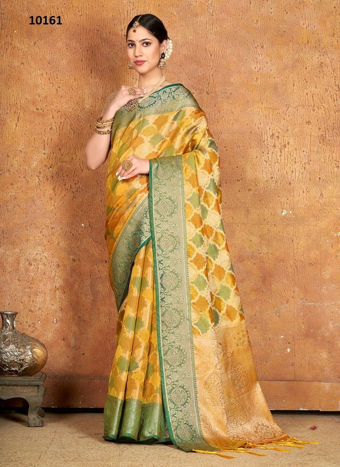 Yellow Colour Ashika By Sangam Banarasi Silk Saree Catalog 10161