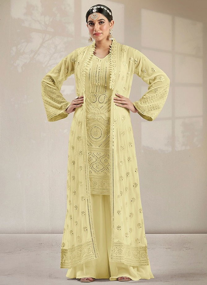 Yellow Colour Gulzar 2001 Party Wear Wholesale Plazzo Suits Catalog 2001 D