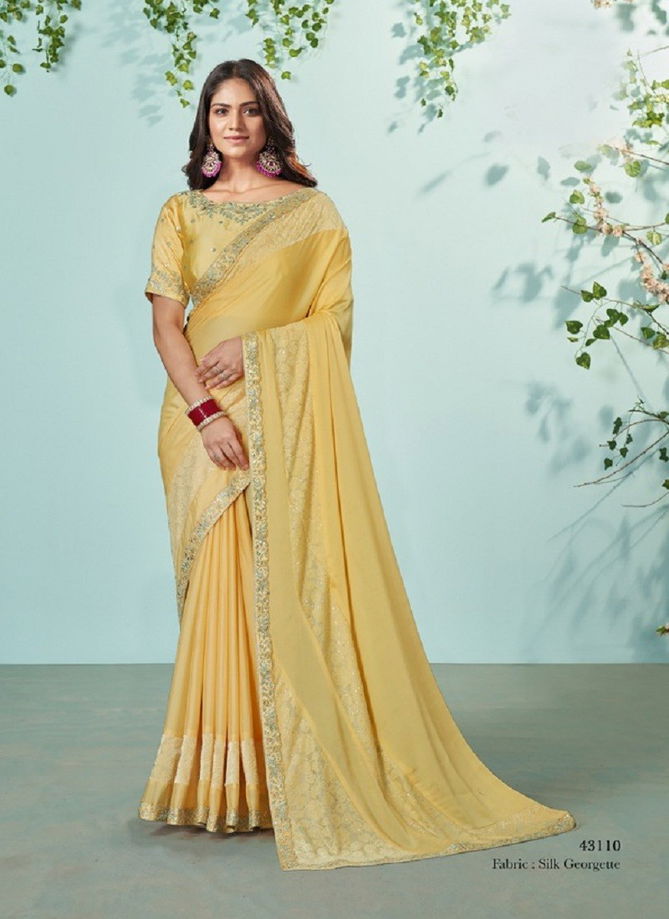 Yellow Colour Ikshita By Mahotsav Party Wear Saree Catalog 43110