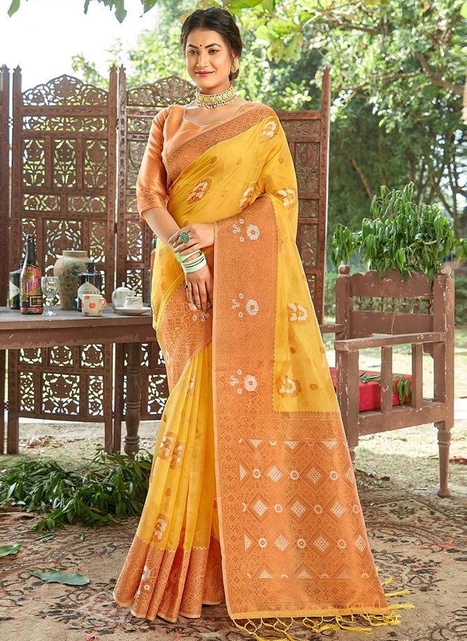 Yellow Colour Mahotsav By Sangam Printed Sarees Catalog 1005