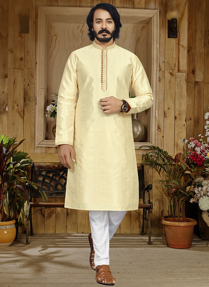 Yellow Colour Outluk 119 Festive Wear Mens Kurta Pajama Catalog 119002