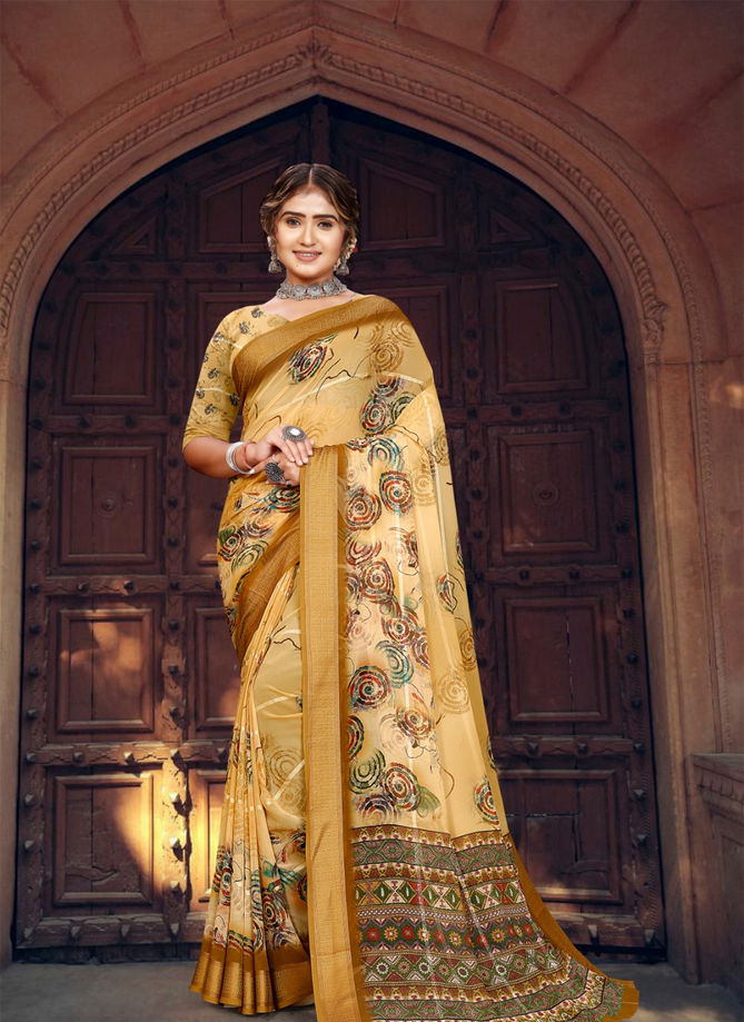 Yellow Colour Saloni Digital 1001 To 1008 By Mintorsi Printed Saree Catalog 1003