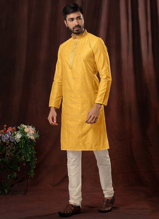 Yellow Colour Tropica By Styleroof Festive Wear Kurta Pajama Catalog 1557 7