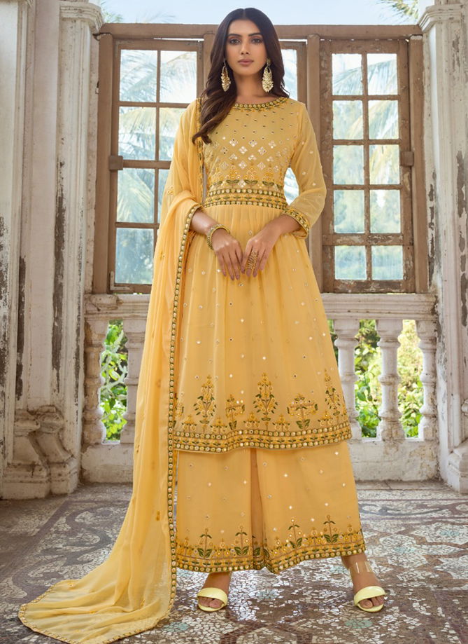 Yellow Colour Zareen By FK Fashion 1031 To 1034 Plazzo Suits Catalog 1031