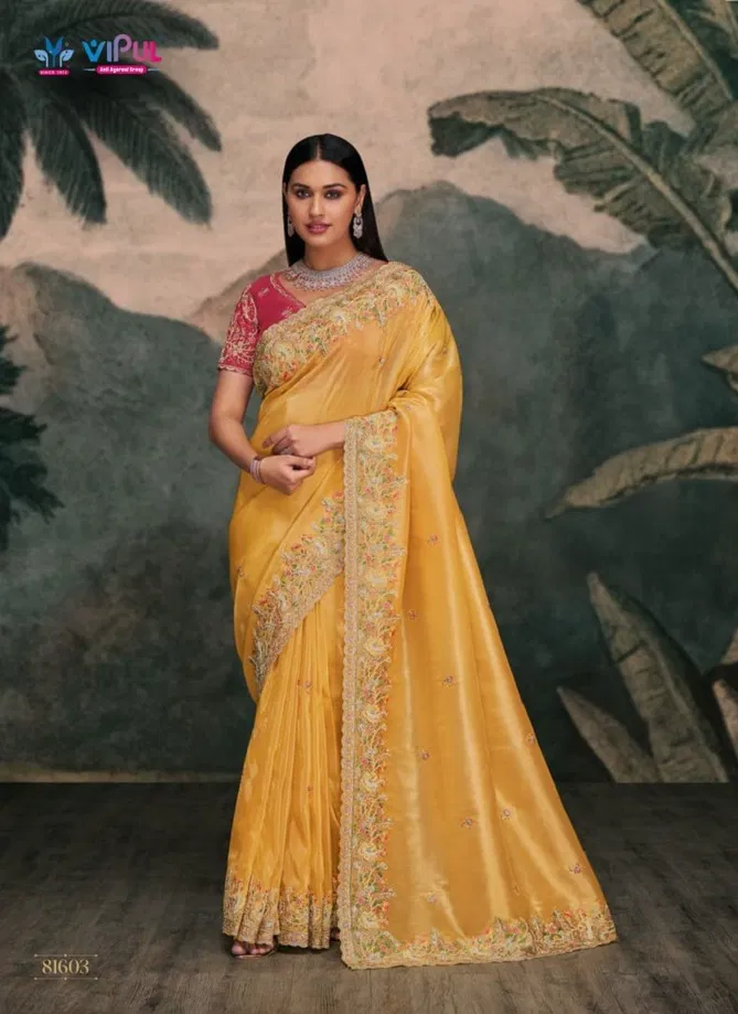 Zari By Vipul Organza Party Wear Saree Wholesale Shop In India