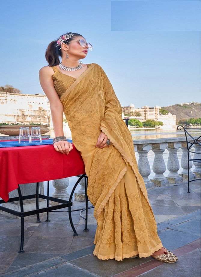 Yellow Gulbahar By Fashion Lab Georgette Saree Catalog 1002