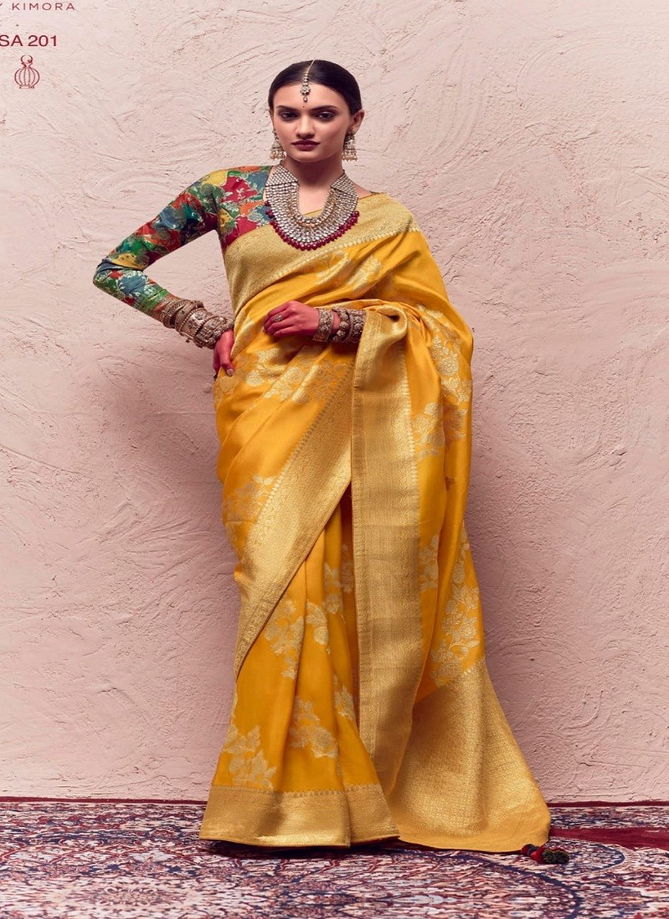 Sindhuri Kasturi By Kimora Zari Weaving Dola Silk Saree Catalog