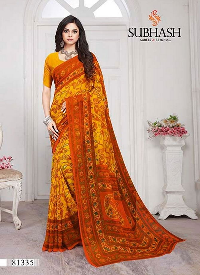 Subhash Saree New Year Designer Printed Georgette Elegant Daily Wear Simple Low Range Saree Collections