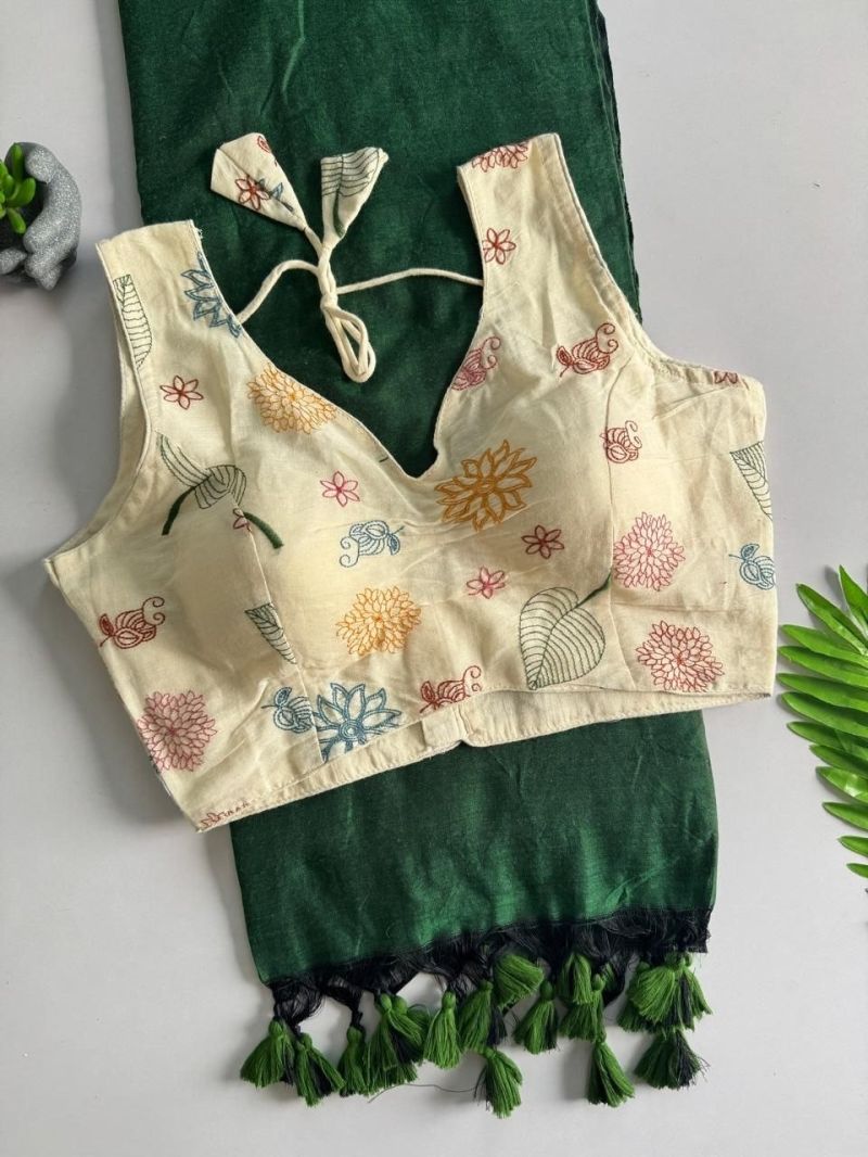 Khadi Hk 42 Vol 2 Khadi Cotton Saree With Cotton Blouse