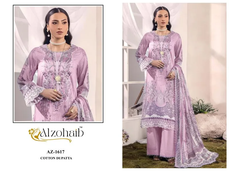 Fulfa Vol 1 By Alzohaib Chiffon Dupatta Cotton Salwar Kameez