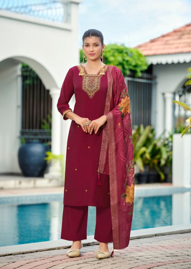Devika By Woodee Viscose Roman Kurti With Bottom Dupatta