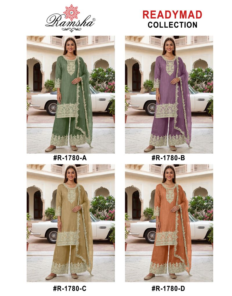 R 1780 A To D By Ramsha Gabana Zari Readymade Pakistani Suits 