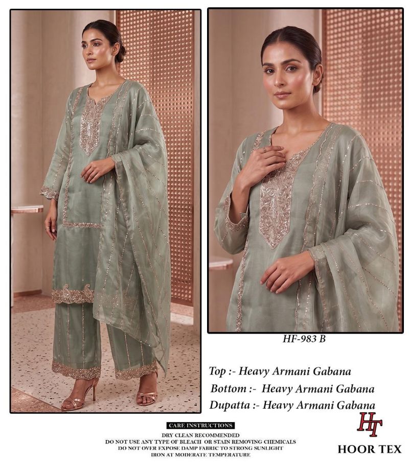 Hoor Tex 983 A To C Armani Gabana Embroidery Salwar Kameez