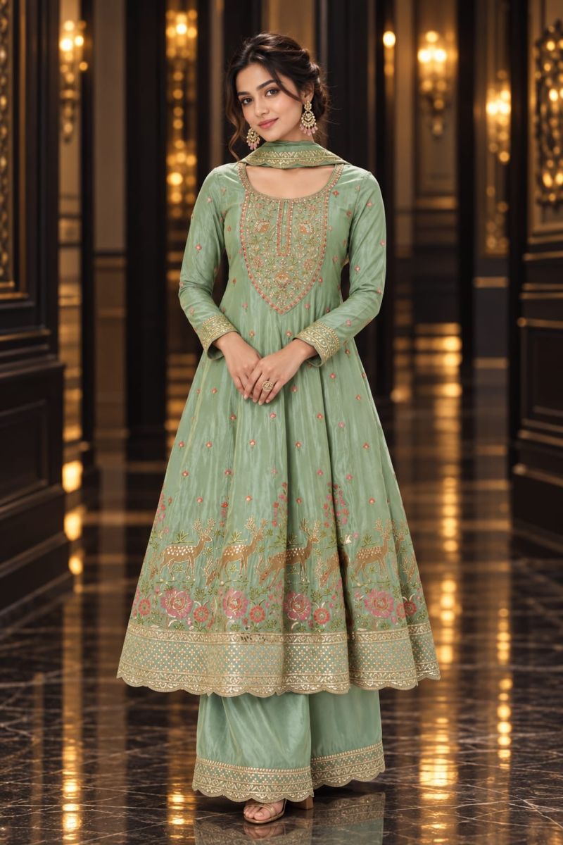 Aditi By Aurraa Tissue Embroidery Designer Salwar Suits 