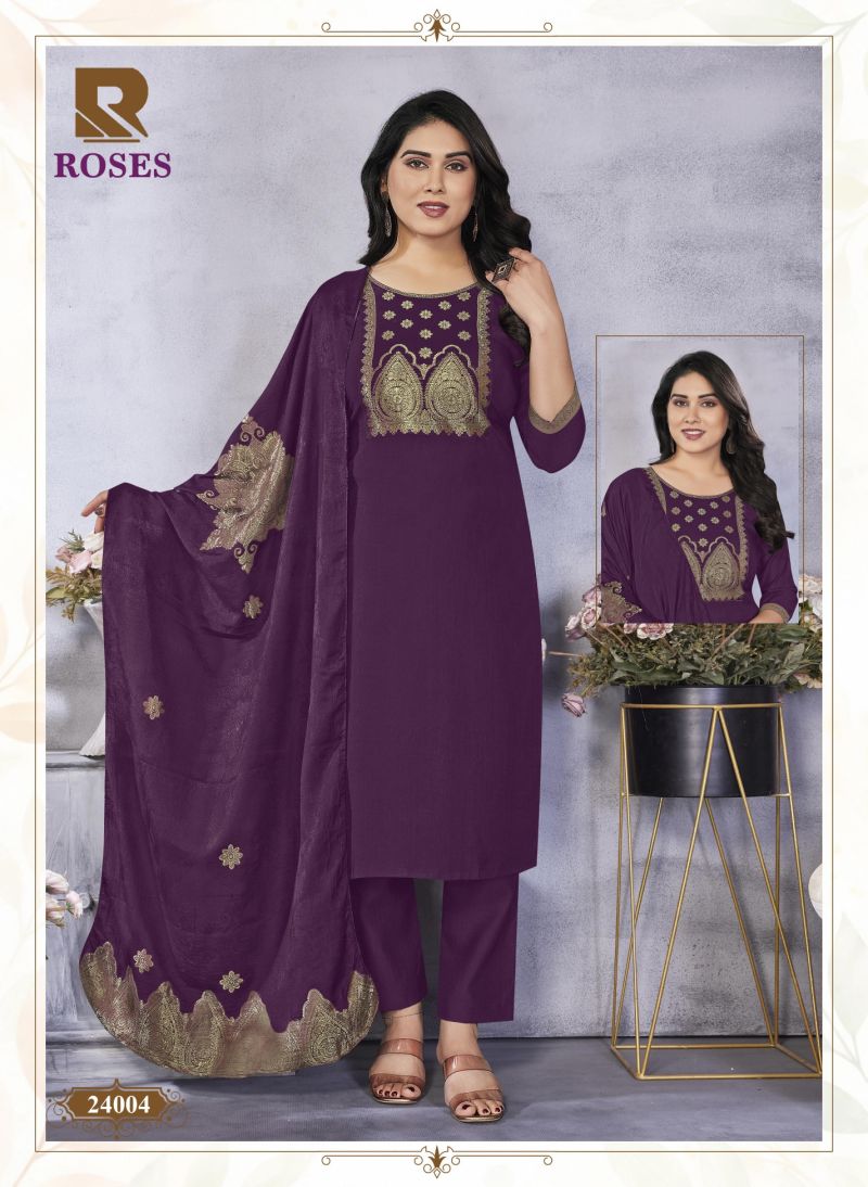 Roses By Raashi Roman Silk Kurti With Bottom Dupatta
