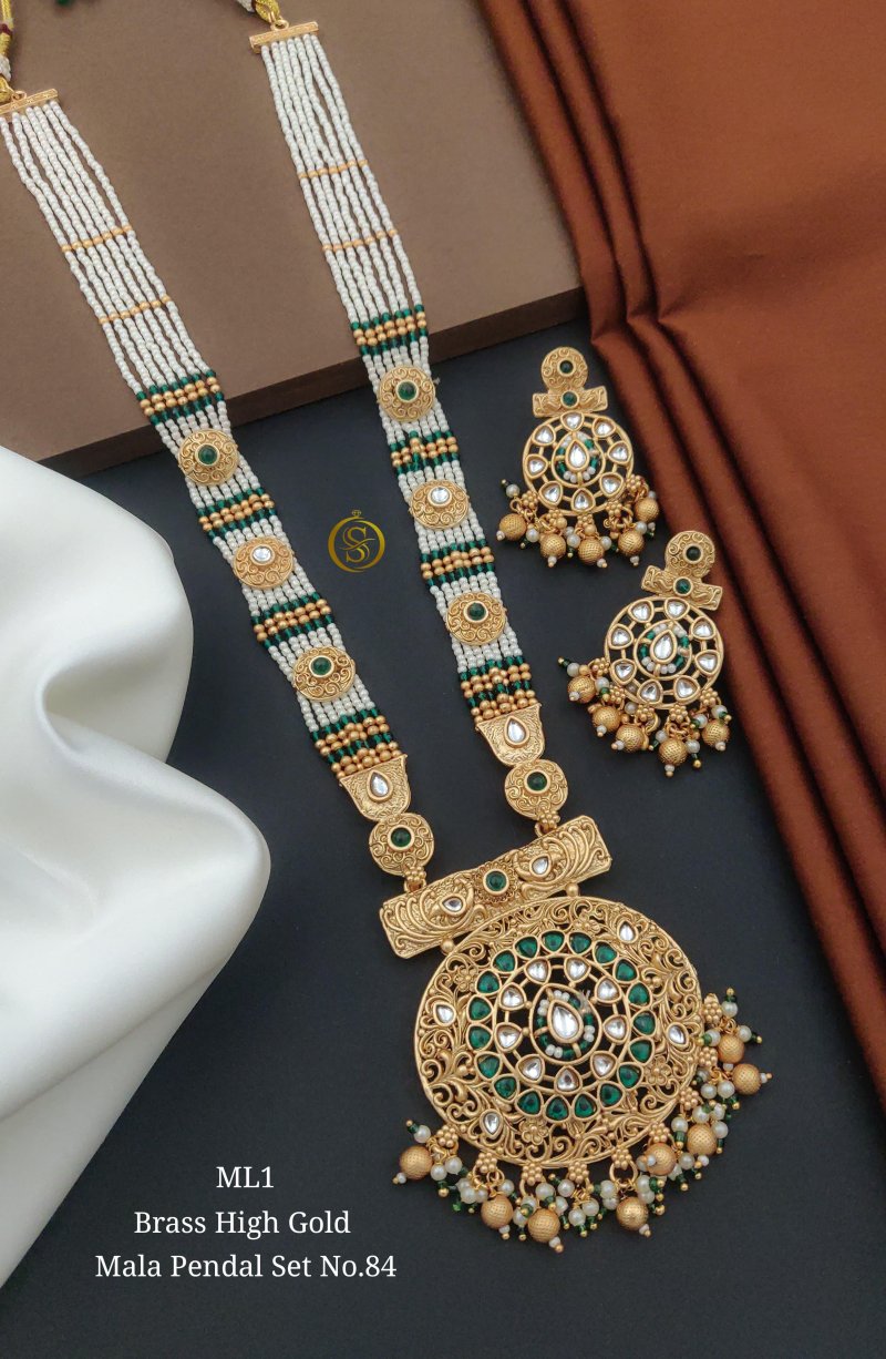 ML T 1 Brass High Gold Mala Pendal Set Bridal Jewellwry Wholesale ...