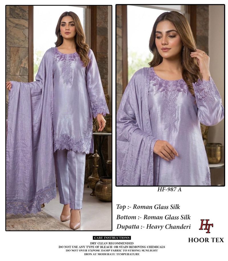 987 A To D By Hoor Tex Roman Glass Silk Salwar Kameez 